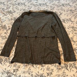 Gray Long Sleeve Nursing Breastfeeding Shirt